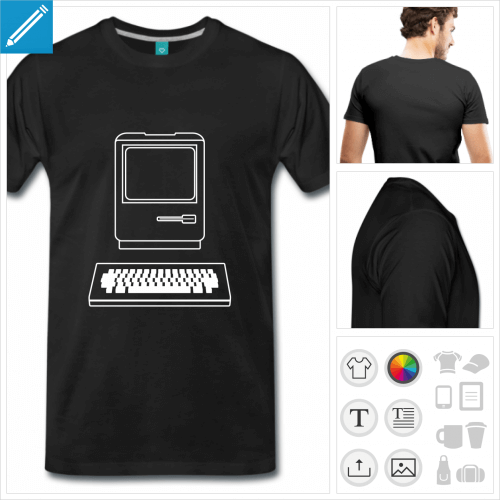 T-shirt ordinateur stylis dessin en traits fins. Personnalisez et imprimez votre t-shirt ordinateur en ligne.
