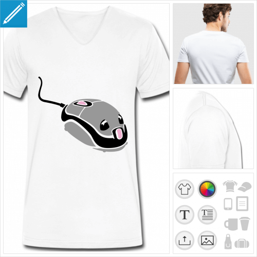 t-shirt homme souris ordinateur  personnaliser en ligne