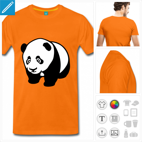 T-shirt panda  personnaliser, panda kawaii  quatre pattes  imprimer enligne.