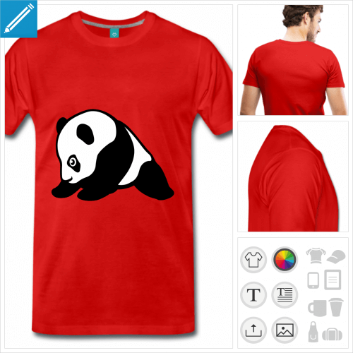 T-shirt panda kawaii dessin de profil,  personnaliser et imprimer en ligne.