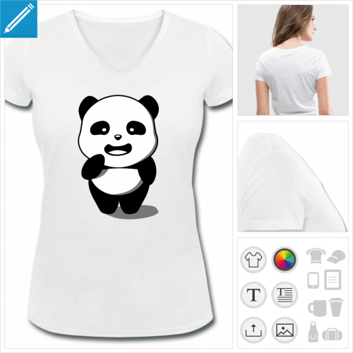 t-shirt femme basique panda à personnaliser