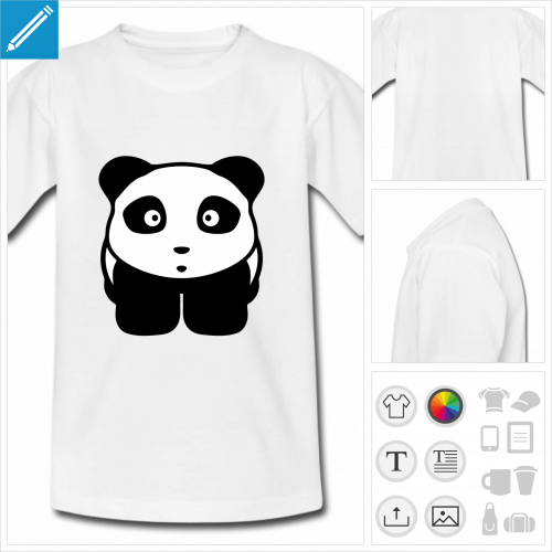 tee-shirt pour enfant panda kawaii personnalisable, impression à l'unité