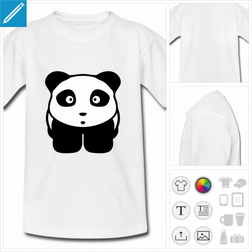 tee-shirt pour enfant panda kawaii personnalisable, impression  l'unit