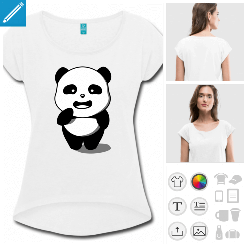 t-shirt cropped panda  personnaliser, impression unique