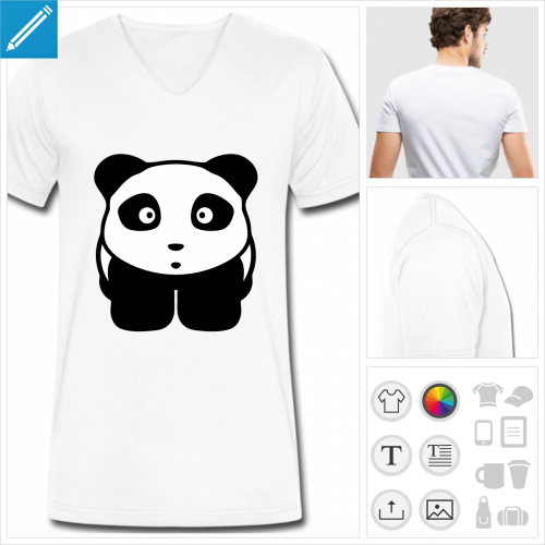 t-shirt bleu marine pandas  imprimer en ligne