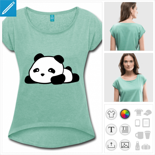 t-shirt panda kawaii à personnaliser, impression unique