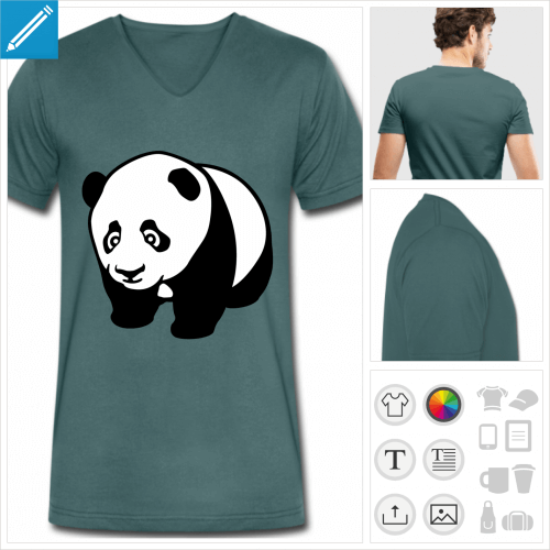 t-shirt col v panda mignon  personnaliser