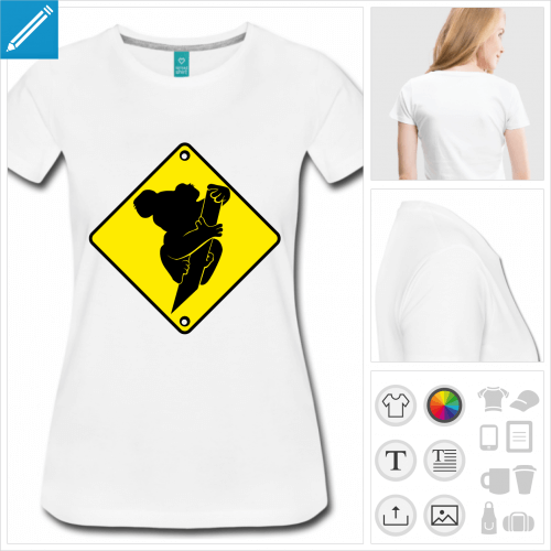 t-shirt femme panneau koala  personnaliser et imprimer en ligne