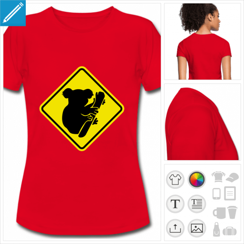 t-shirt rouge koala  personnaliser en ligne