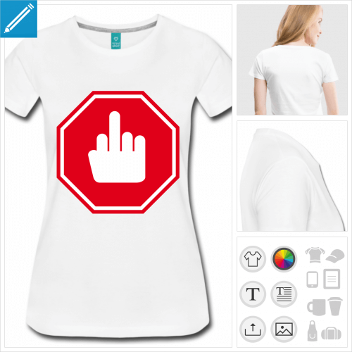T-shirt panneau stop et picto fuck  imprimer en ligne.