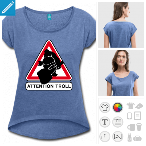 t-shirt panneau troll  crer en ligne