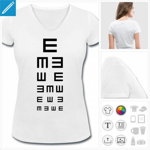 t-shirt femme test de vue  imprimer en ligne