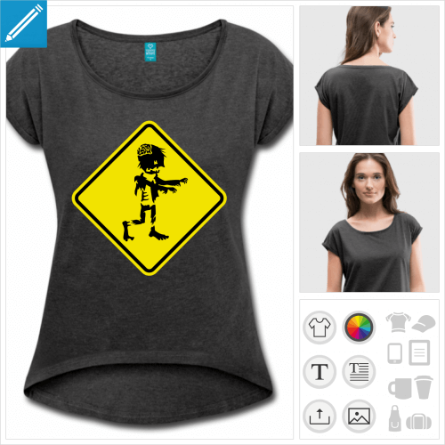 t-shirt pour femme panneau zombies à imprimer en ligne