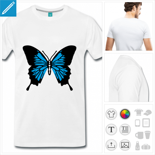 T-shirt papillon simple  personnaliser, choisissez vos couleurs.