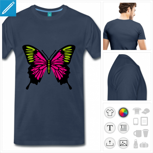 T-shirt papillon color aux couleurs personnalisables,  imprimer en ligne.