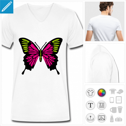 t-shirt ailes de papillon personnalisable, impression  l'unit