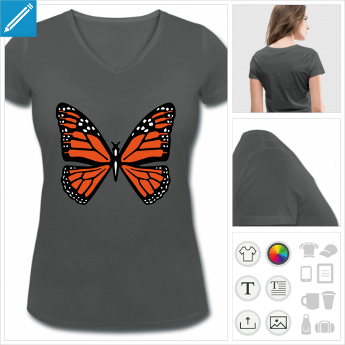 t-shirt basique papillon orange  personnaliser