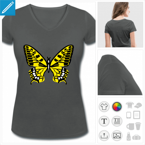 t-shirt papillon jaune  imprimer en ligne