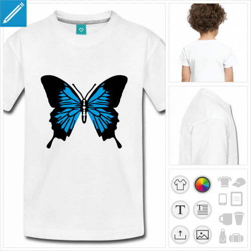 t-shirt enfant manches courtes ailes de papillon  personnaliser et imprimer en ligne