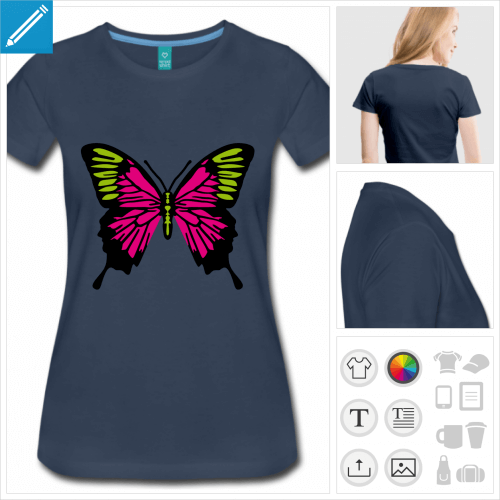 t-shirt manches courtes ailes de papillon  personnaliser en ligne