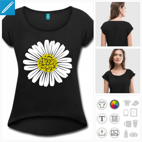 t-shirt cropped fleurs personnalisable