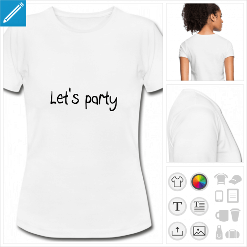 t-shirt noir basique party  personnaliser et imprimer en ligne