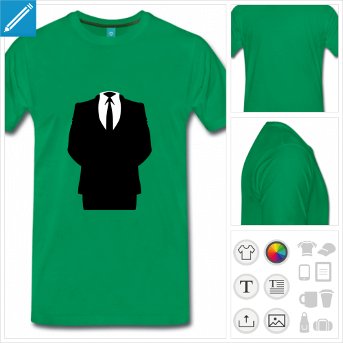 T-shirt perso anonymous, personnage en costume 2 couleurs  personnaliser.