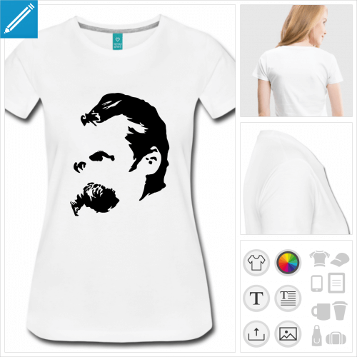 t-shirt orange Friedrich Nietzsche  crer soi-mme