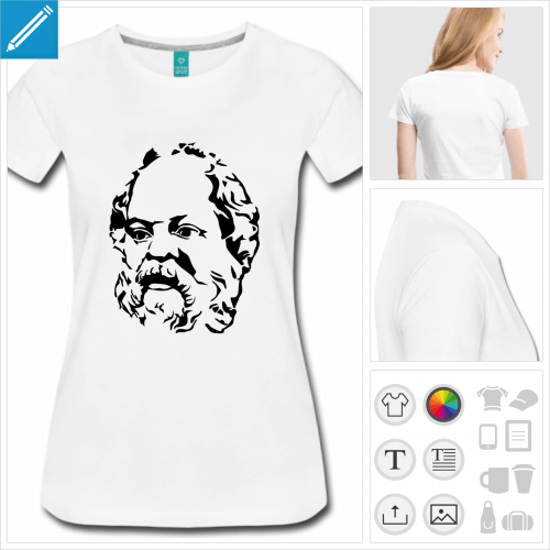 t-shirt manches courtes Philosophe personnalisable, impression  l'unit