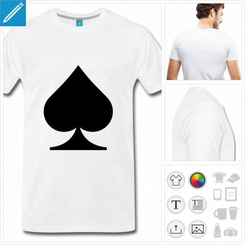 T-shirt pique, symbole pique de carte à jouer.