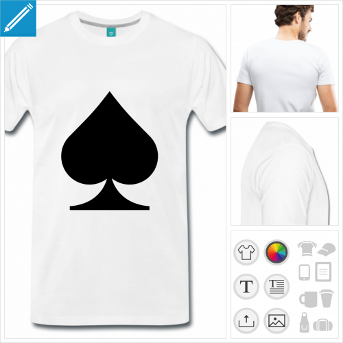 T-shirt pique, symbole pique de carte  jouer.