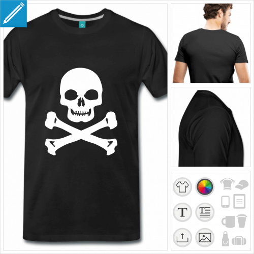 t-shirt basique tte de mort personnalisable, impression  l'unit