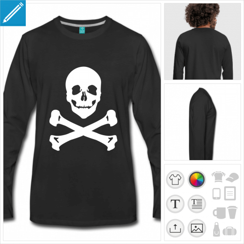 t-shirt manches longues pirate os croiss personnalisable