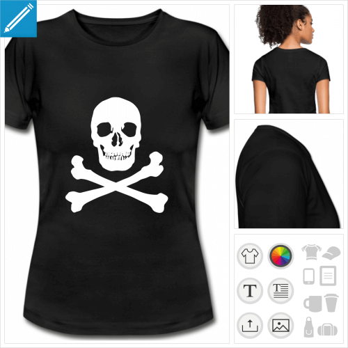 t-shirt manches courtes pirate personnalisable