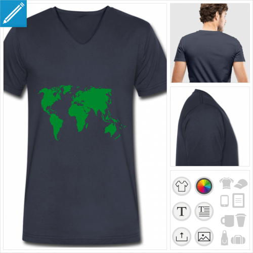 t-shirt bleu marine terre à imprimer en ligne