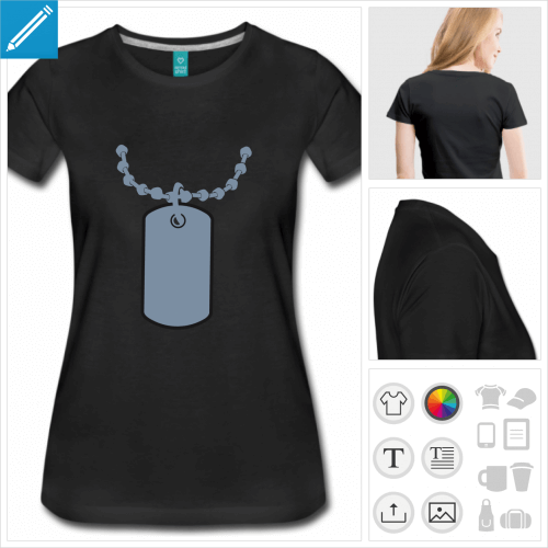 t-shirt noir collier soldat  personnaliser et imprimer en ligne