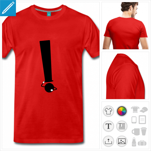 T-shirt point d'exclamation, blague typo avec un chapeau haut de forme.