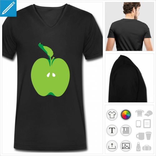 t-shirt manches courtes pomme rigolote  crer soi-mme