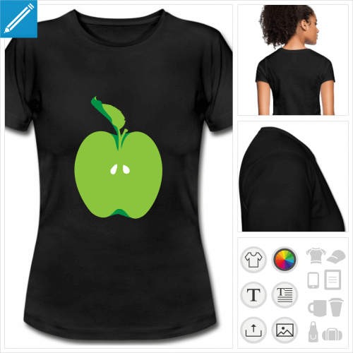 t-shirt moiti de pomme personnalisable, impression  l'unit
