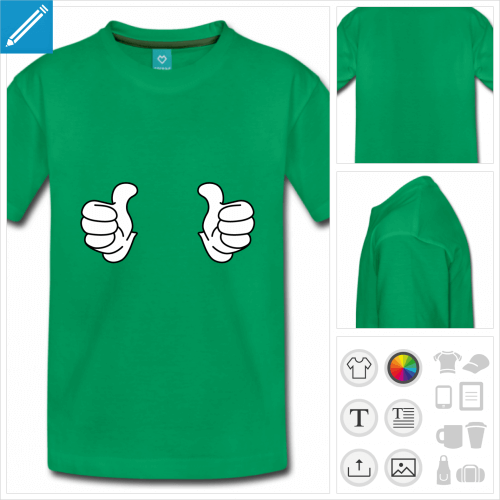tee-shirt vert thumbs up personnalisable