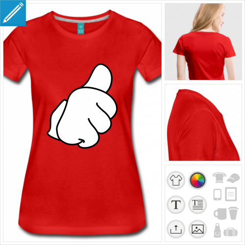 t-shirt rouge thumbs  personnaliser, impression unique