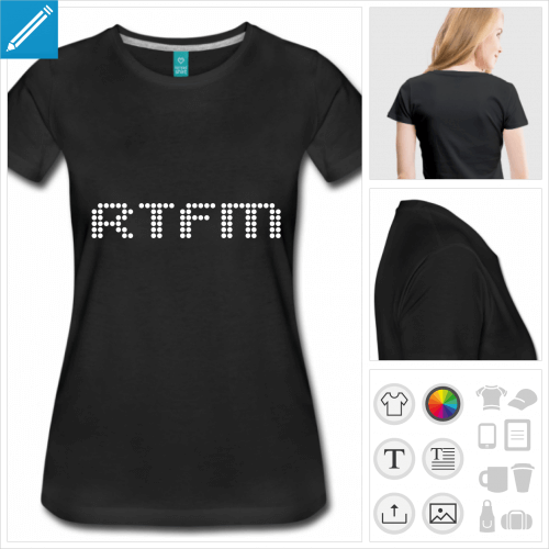 T-shirt programmeur, rtfm crit en typo points  la couleur personnalisable.