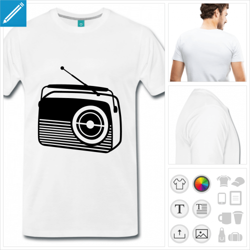 T-shirt radio vintage style annes 60  personnaliser et imprimer en ligne.