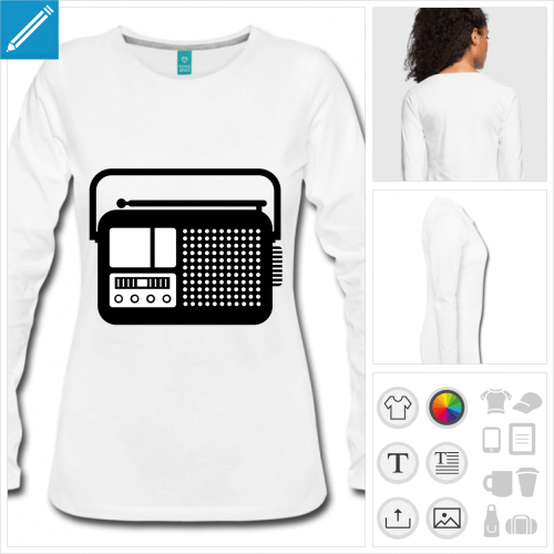 t-shirt gris poste radio personnalisable, impression  l'unit