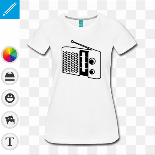 T-shirt radio vintage au design annes 70's  imprimer en ligne.