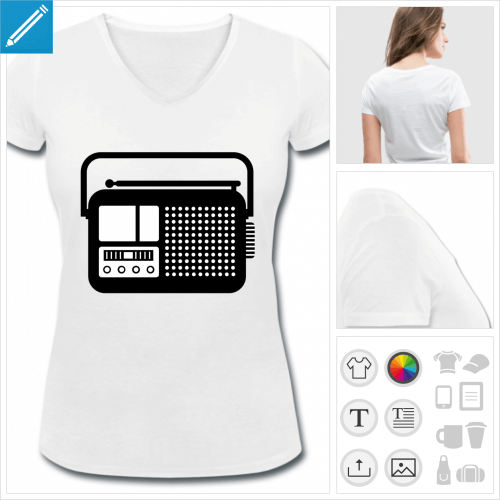 t-shirt basique radio vintage personnalisable
