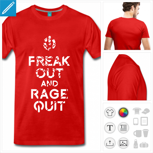 T-shirt rage quit, t-shirt gaming, parodie keep calm  imprimer en ligne.