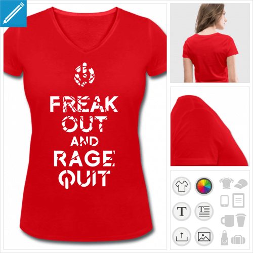 t-shirt rouge rage quit  crer en ligne