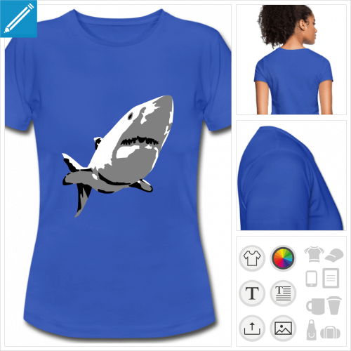 t-shirt simple requin  imprimer en ligne