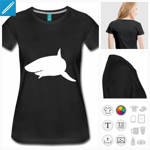 t-shirt noir requin  crer en ligne